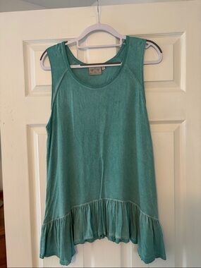Dantelle Teal Ruffle-Hem Sleeveless Tank